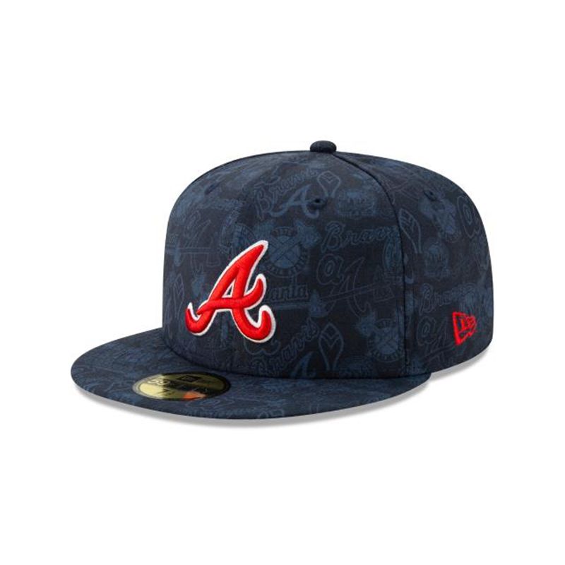 MLB Atlanta Braves Sketched 59Fifty Fitted (HKH5856) - Blue New Era Caps